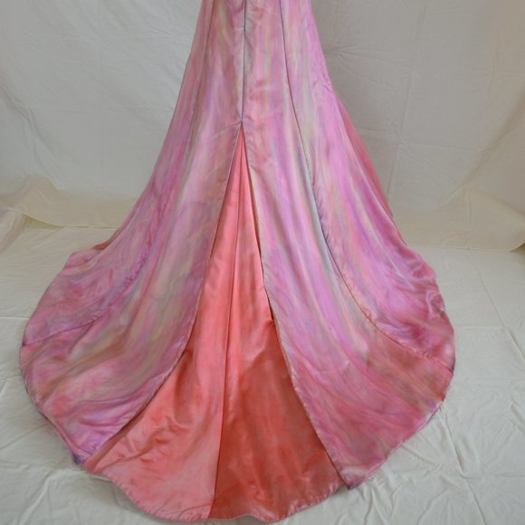 painted Vera Wang silk Wedding dress gown pink ivory white blush 2 4 6 8 purple - Picture 10 of 16